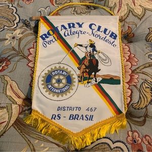 Vintage Porto Alegre Brazil Nordeste Rotary Club International Banner Flag
